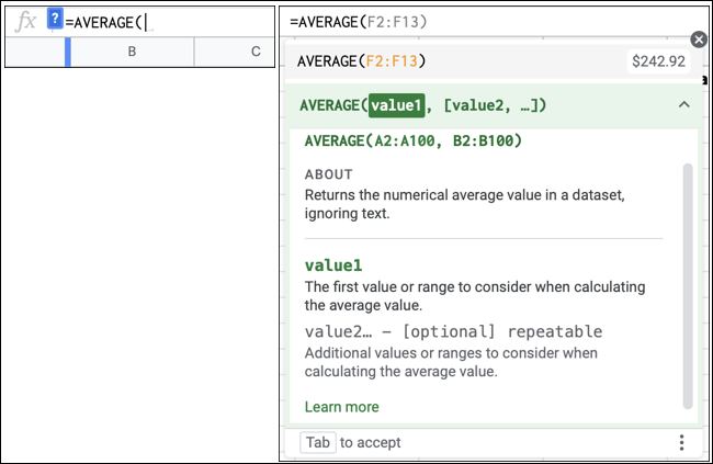 Bantuan rumus di Google Spreadsheet