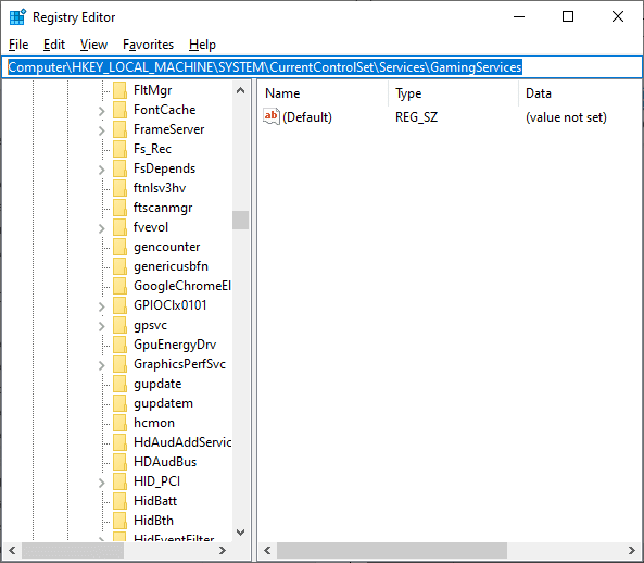 Komputer HKEY SYSTEM LOKALNYCH MASZYN CurrentControlSet Usługi GamingServices