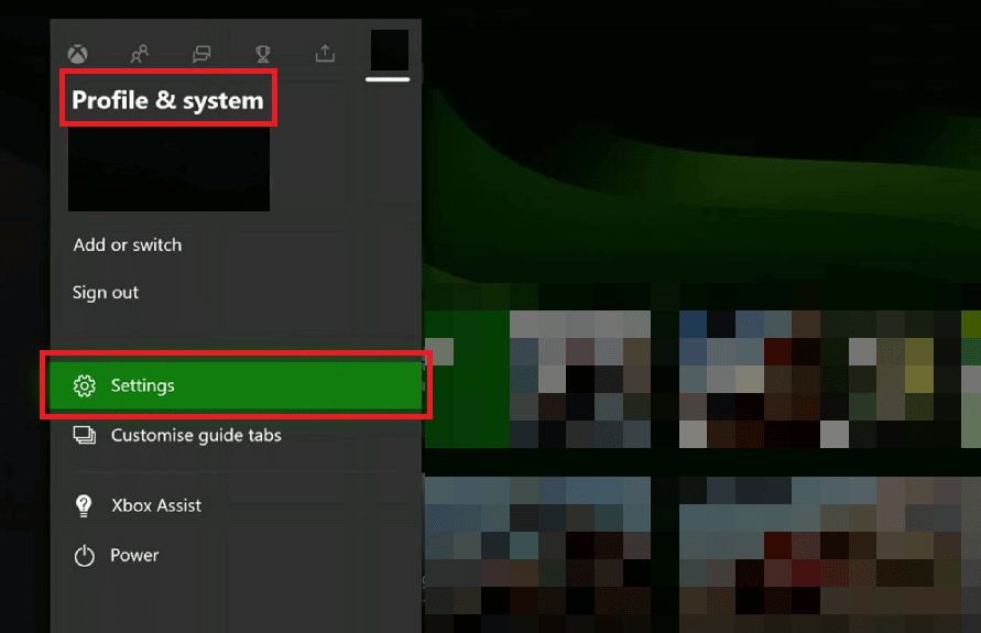 Profil ve Sistem'i seçin ve Ayarlar'a tıklayın. Xbox Live Hata Kodunu Düzeltin 80072EF3