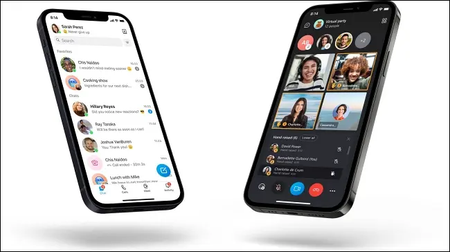 Skype pe două telefoane mobile.