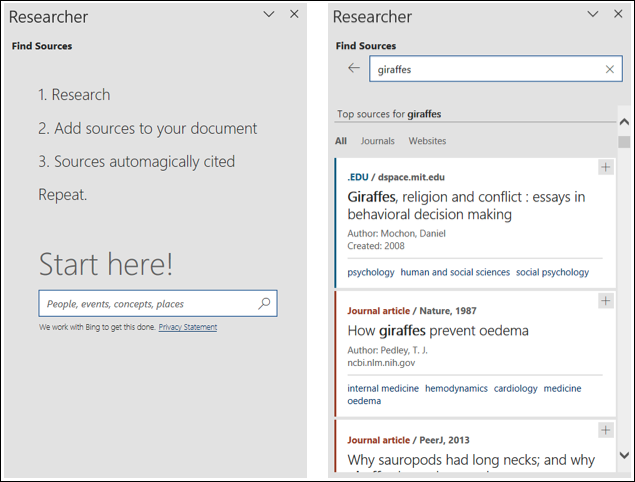 Herramienta de investigador en Word