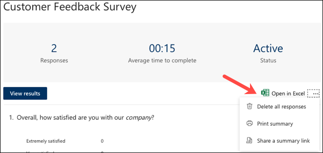 خيارات استجابة Microsoft Forms