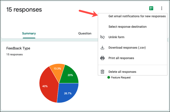 Opzioni di risposta di Moduli Google