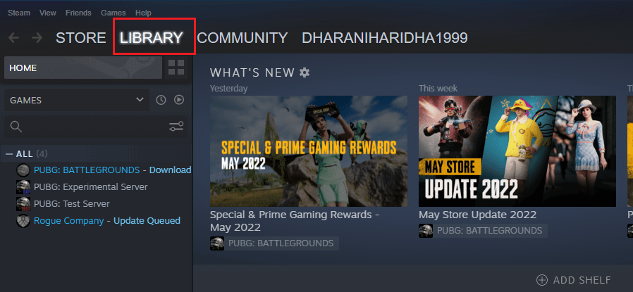 قم بتشغيل Steam وانتقل إلى LIBRARY