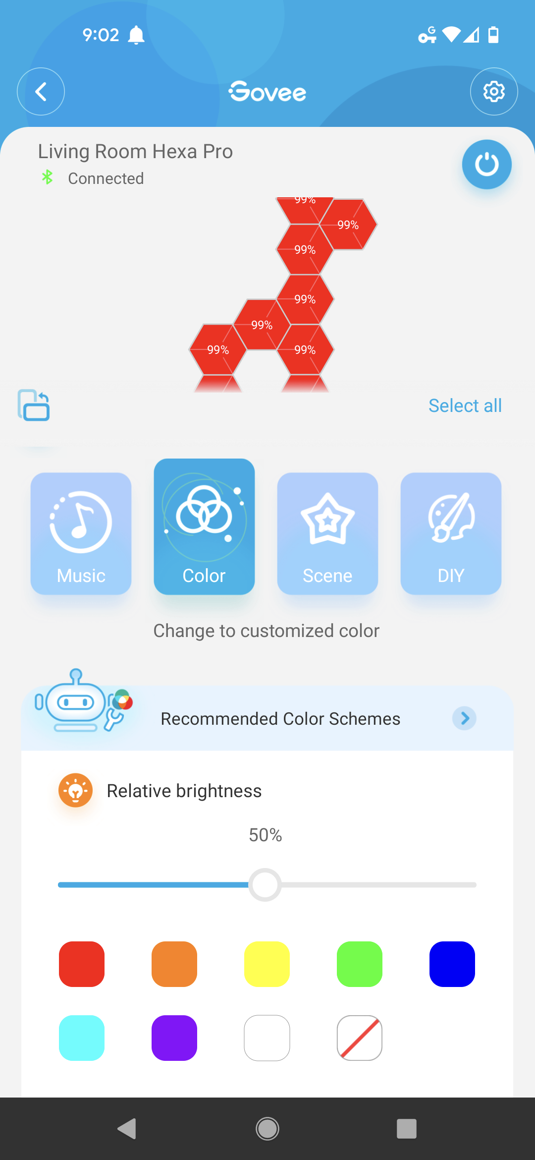 Govee App Benutzerdefinierte Farboptionen