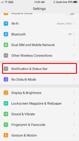 нажмите «Уведомления и строка состояния» или «Уведомления и звуки» для некоторых устройств | Как включить индикатор уведомлений moto e4 | индикатор уведомлений на Moto E4 Plus