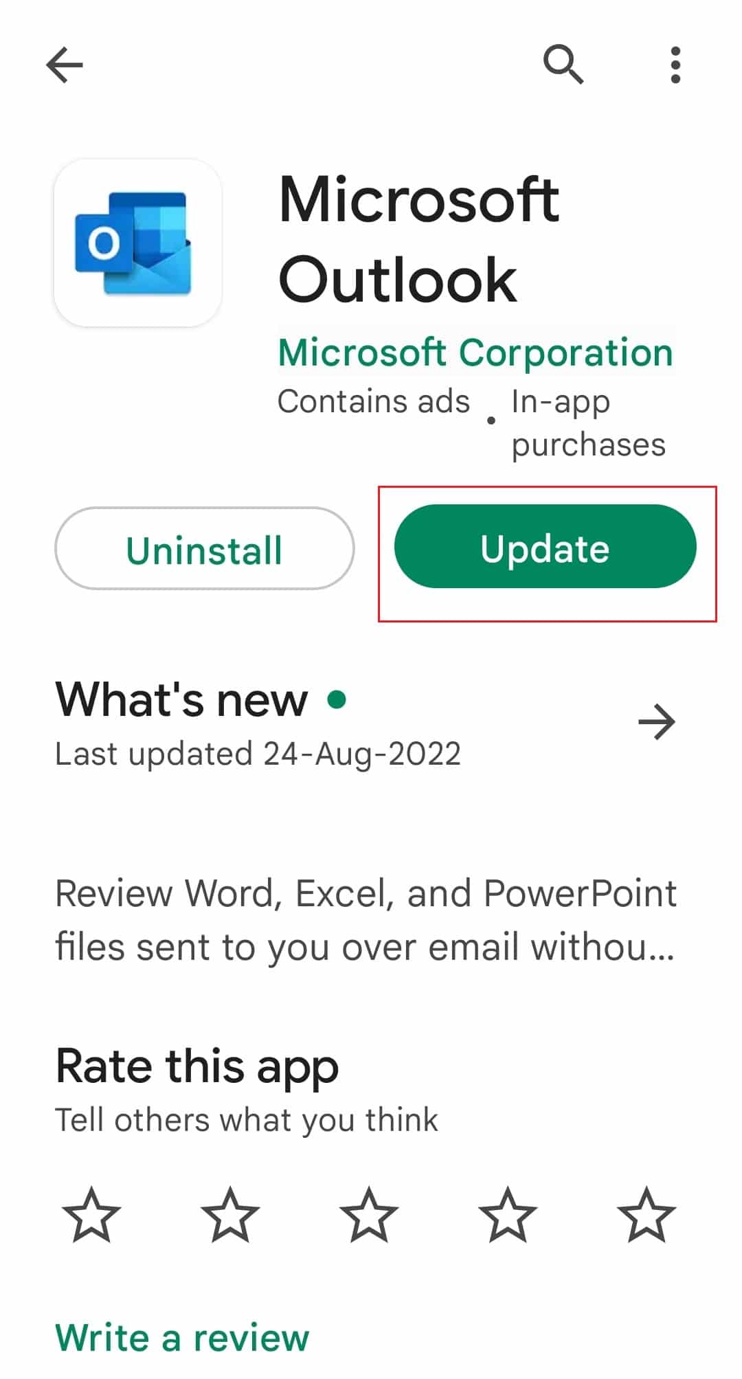 Microsoft Outlook aktualisieren. Beheben Sie das Senden Ihrer Nachricht auf Outlook Mobile derzeit nicht