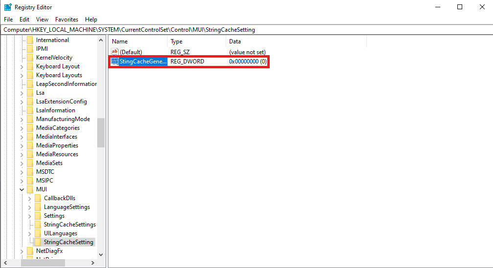 Denominare questa chiave DWORD come StringCacheGeneration. Correggi il codice di errore del driver NVIDIA OpenGL 8