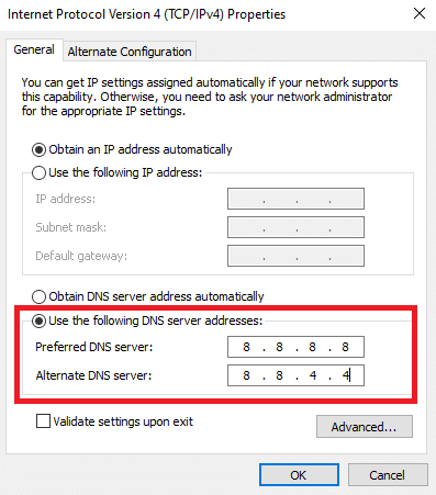 Changer l'adresse DNS