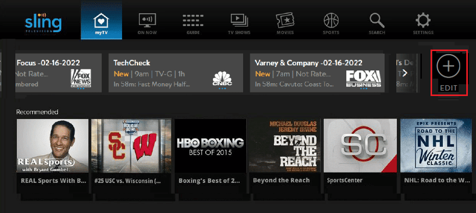 selectați butonul de editare din Slint TV. Remediați eroarea Sling 8 4612 în Windows 10