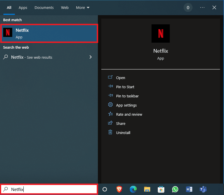 Nel menu di avvio, cerca Netflix