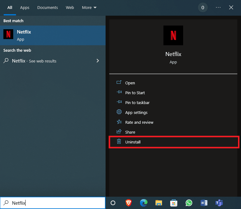 klik Uninstall. Cara Memperbaiki Masalah di Data Tersimpan Netflix