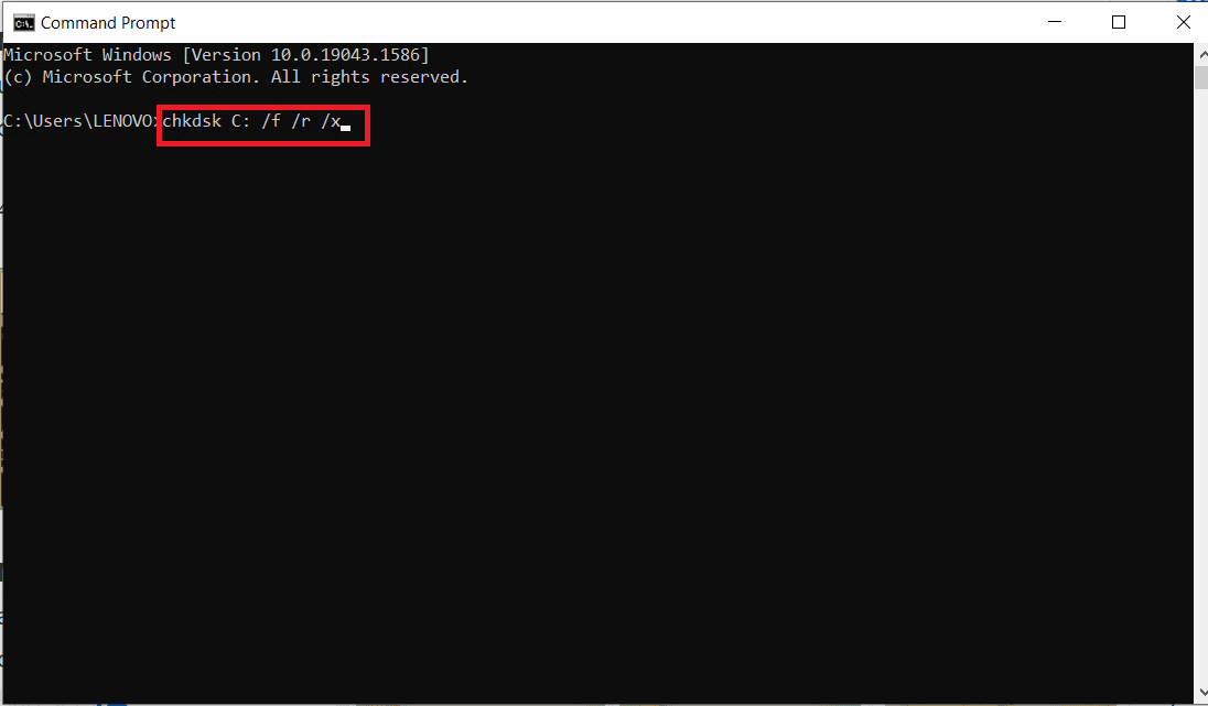 Execute uma verificação do CHKDSK