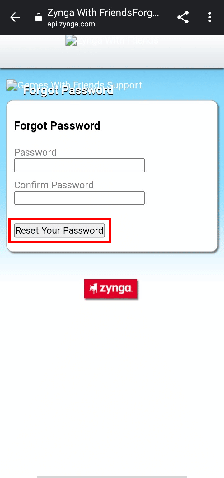 Fare clic su Reimposta la password