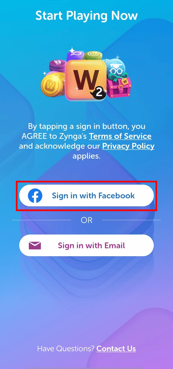 Appuyez sur Se connecter avec Facebook.