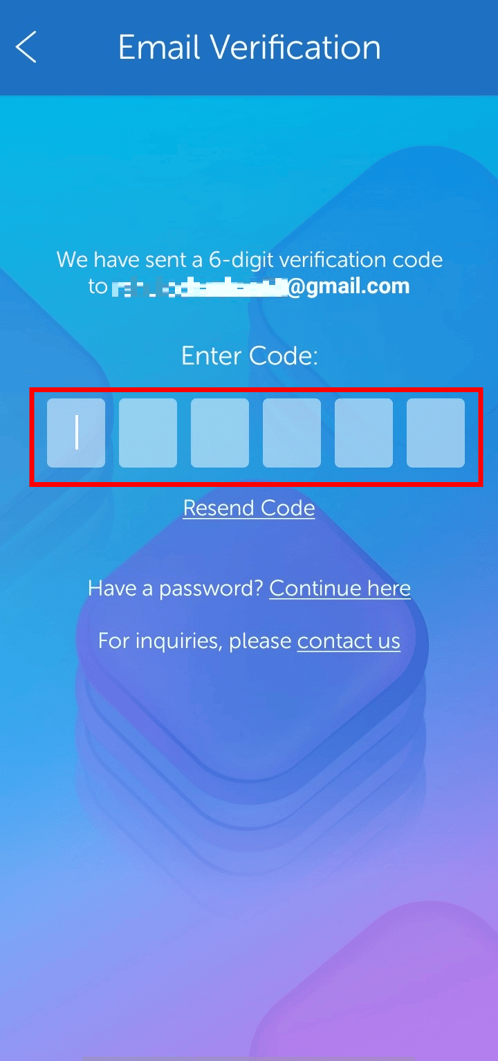 Ingrese un código de verificación recibido en su correo electrónico para iniciar sesión y recuperar sus palabras con amigos