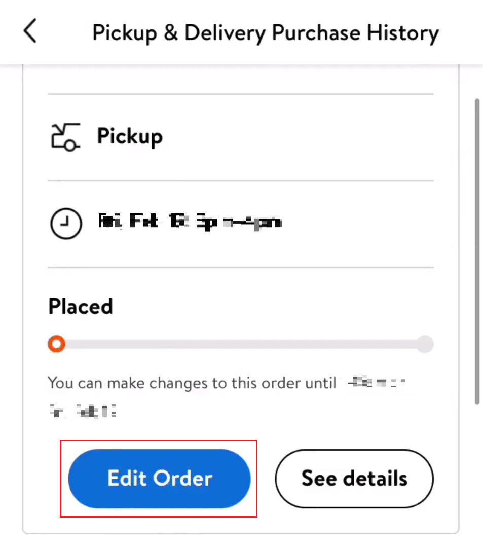 Selectați comanda dorită pe care doriți să o anulați și apăsați pe Editați comanda | ce se întâmplă dacă nu mergi să ridici comanda Walmart