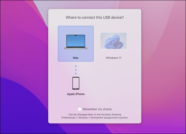 Parallels Desktop 18 Connectivité USB