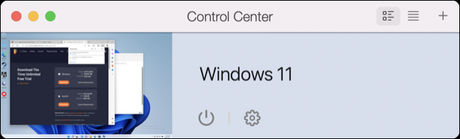 Centrul de control Parallels Desktop 18