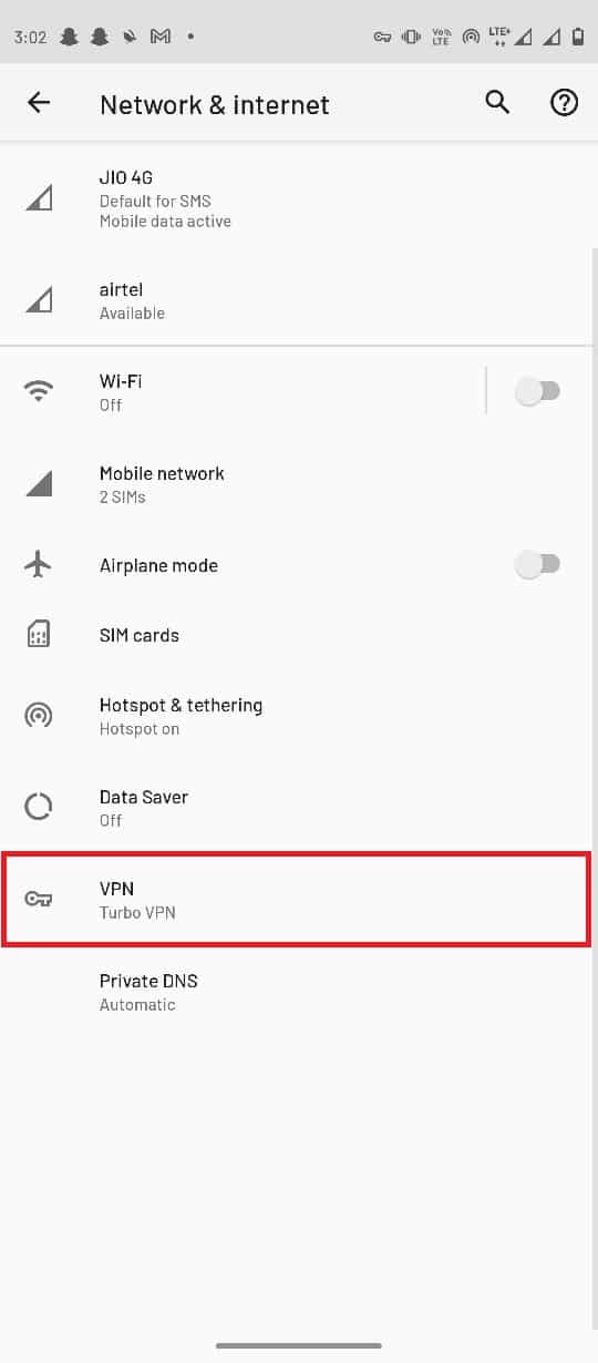 Găsiți și selectați VPN