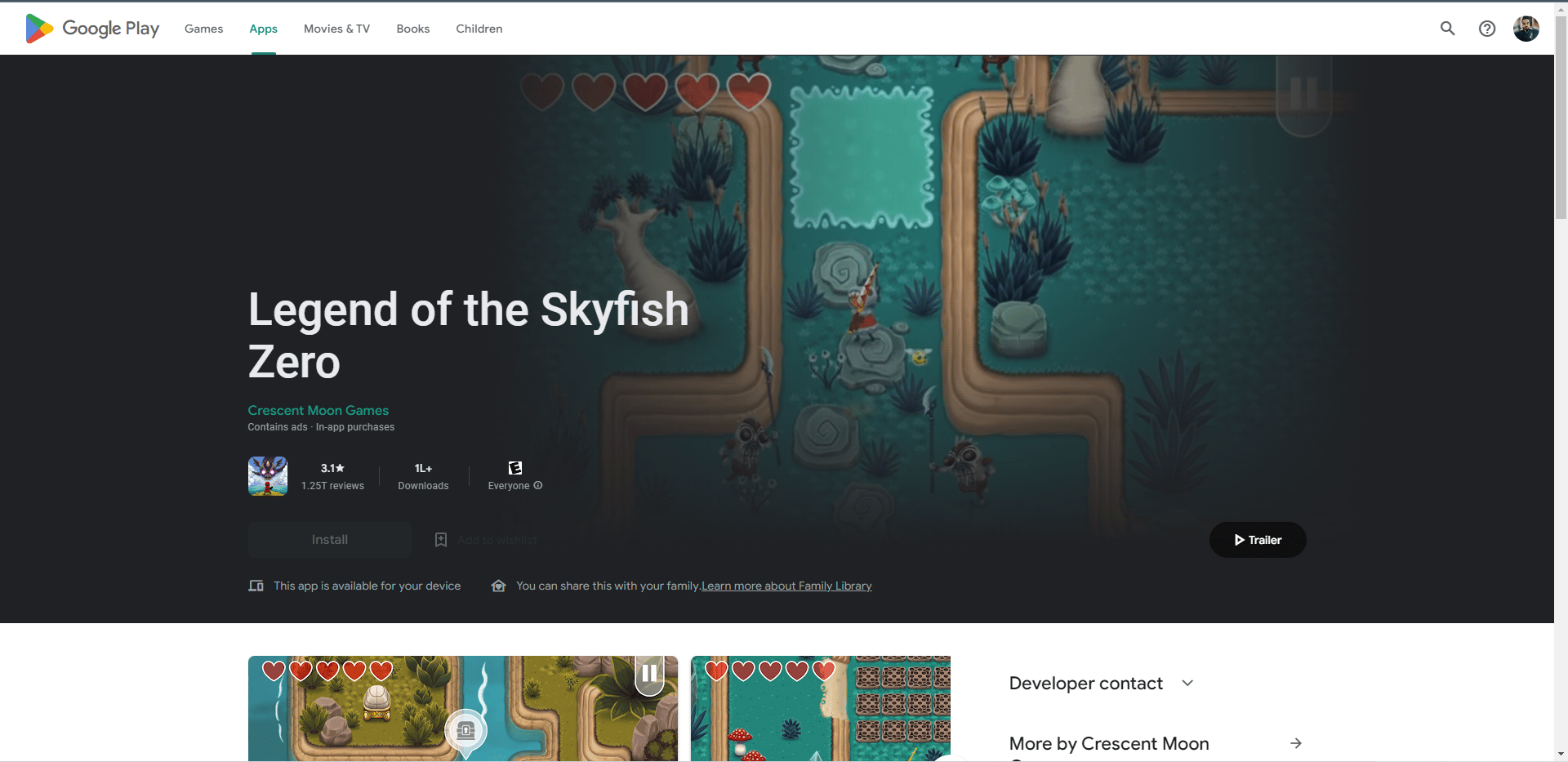 Legenda halaman web toko bermain Skyfish Zero. Game Terbaik Seperti Legend of Zelda untuk Android