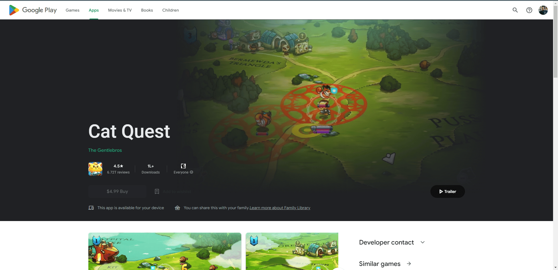 Cat Quest Play Store-Webseite. Beste Spiele wie Legend of Zelda für Android