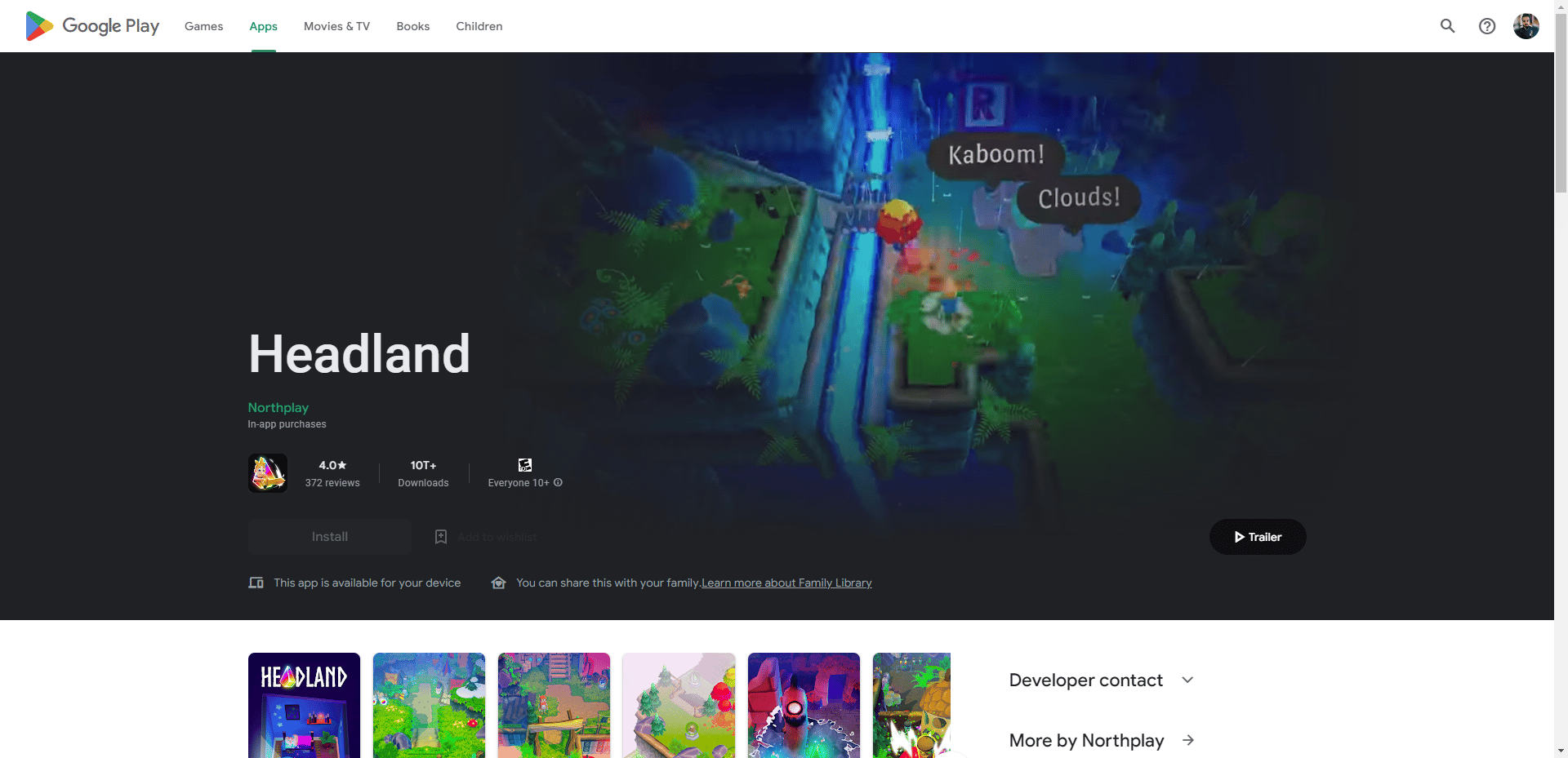 Headland Play Store-Webseite