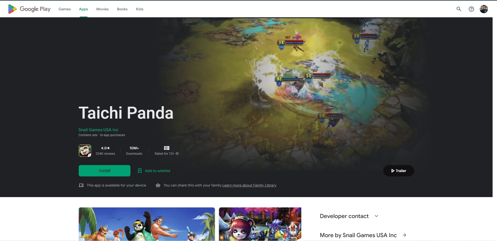 Página web de la tienda de juegos Taichi Panda