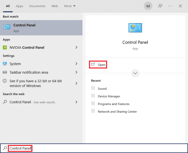 Abrir painel de controle