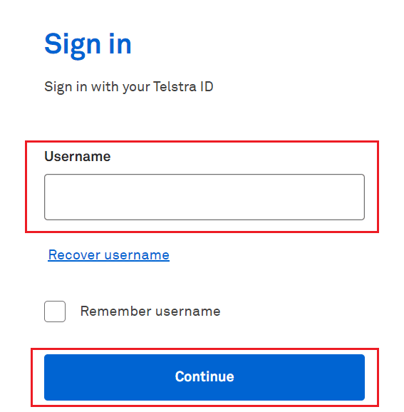 Visite a página de login do Telstra eSIM e faça login com as credenciais da sua conta