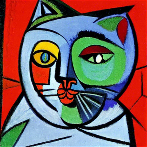 Pablo Picasso tarzında bir kedi.