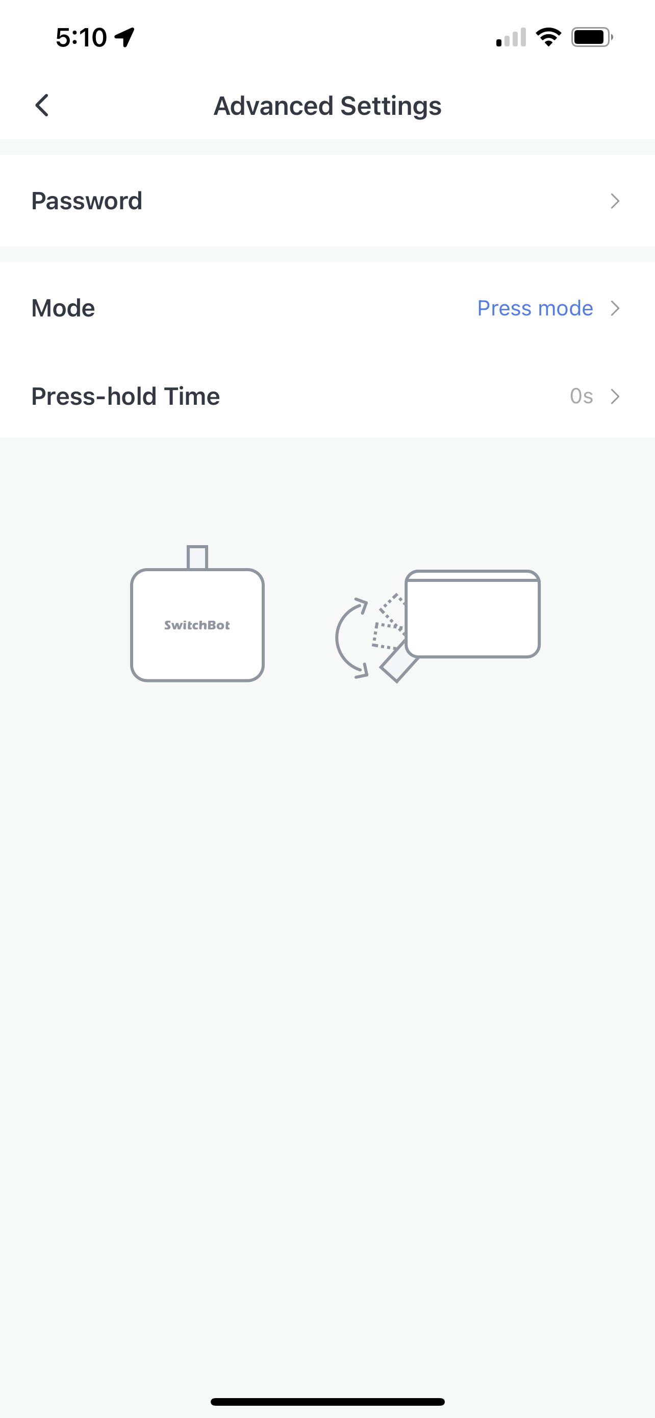 Configurando um modo no aplicativo SwitchBot