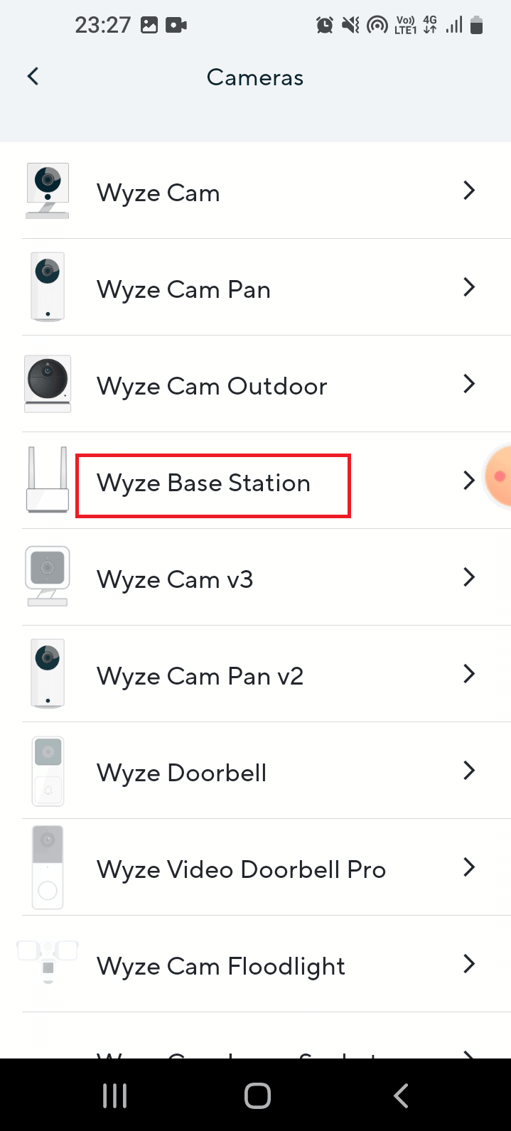 Appuyez sur le type de caméra. Correction du code d'erreur Wyze 06