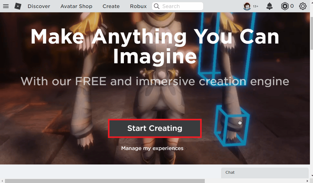 Kliknij przycisk Rozpocznij tworzenie. Napraw błąd występujący podczas uruchamiania Roblox