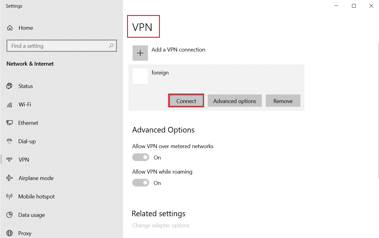 单击断开连接按钮以断开 vpn