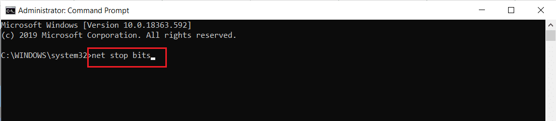Führen Sie den Befehl net stop bits aus