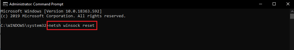 Команда сброса netsh winsock