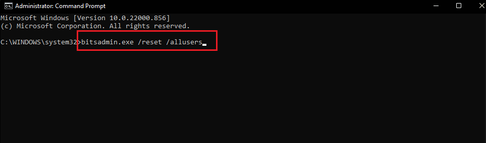 bitsadmin.exe reset allusers Befehl