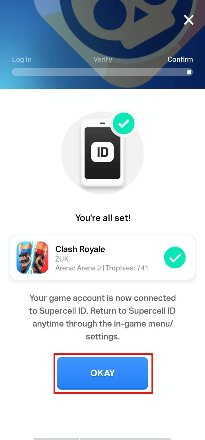 Toque em OK para sincronizar seu progresso | Como excluir a conta do clash royale