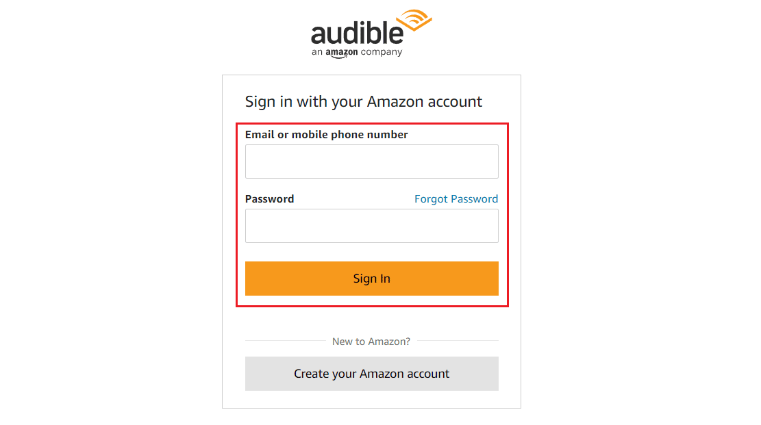 访问 Audible 网站并使用凭据登录您的帐户 |在您的手机上取消您的 Audible 订阅