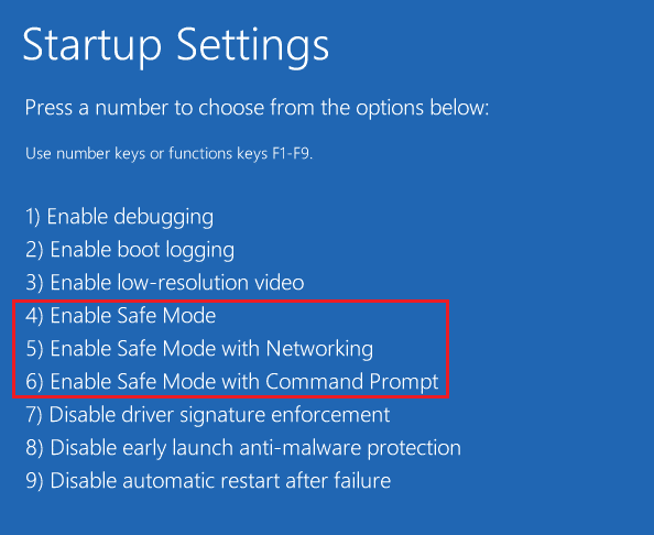 Dans la fenêtre Paramètres de démarrage, choisissez la touche de fonction pour activer le mode sans échec. Correction de l'erreur système Startupinfo exe dans Windows 10