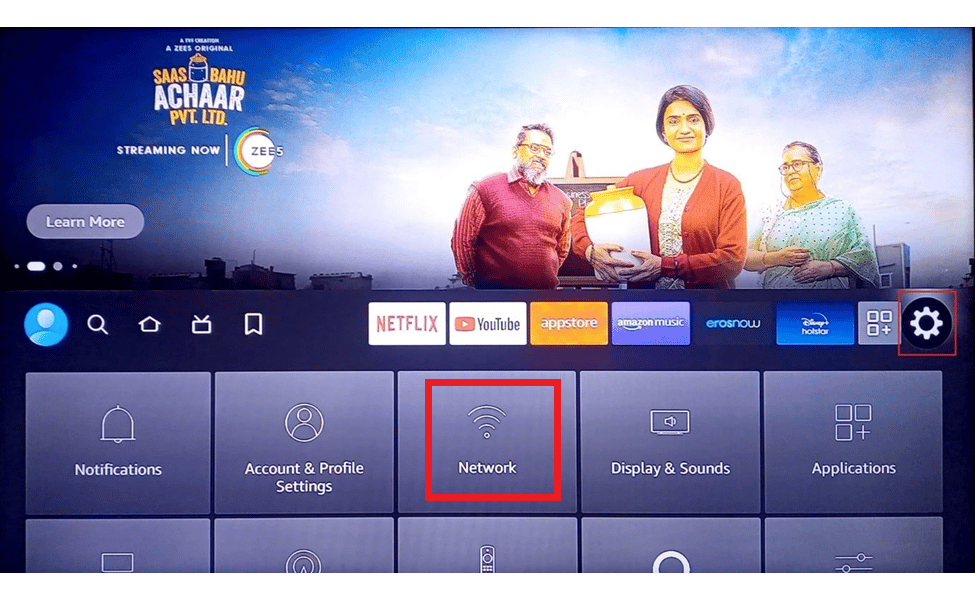 選擇設置並單擊網絡。修復無法更新您的 Fire TV Stick 4K