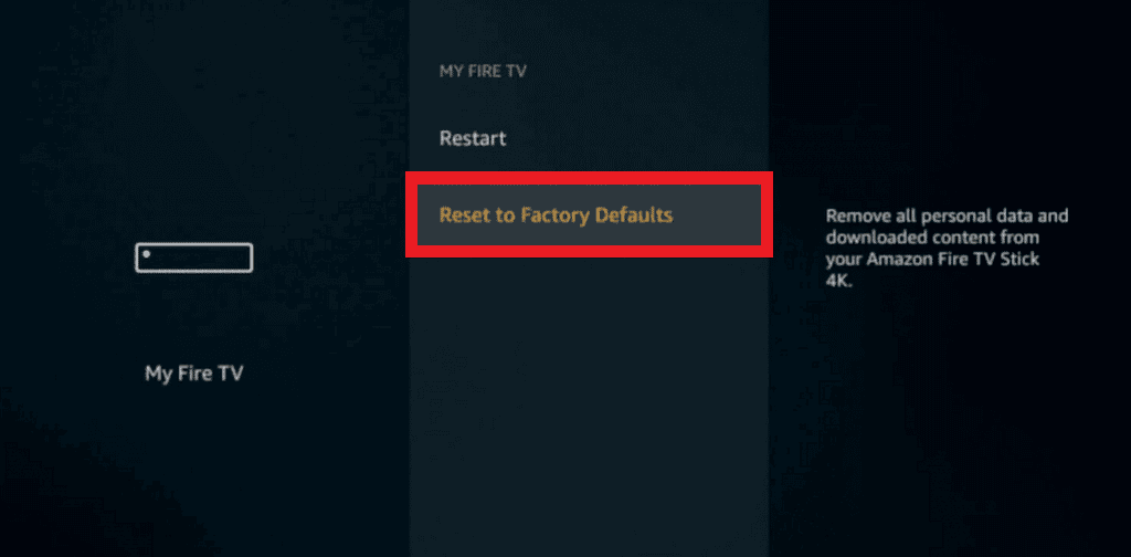 resetați la setările implicite din fabrică amazon fire tv firestick