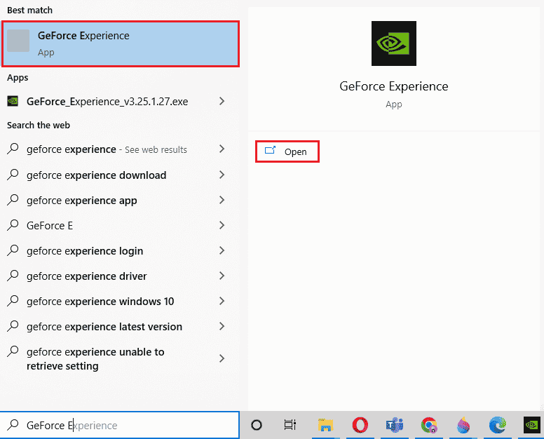 GeForce Experience'ı açın