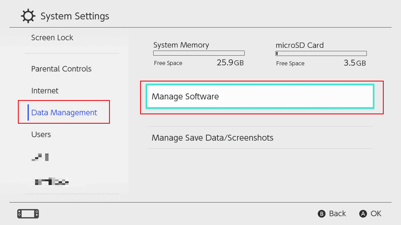 Gestión de datos - Administrar software | | Cómo eliminar aplicaciones en Nintendo Switch