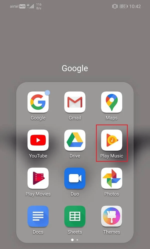 Avvia l'app Google Play Music. Correggi l'errore di riproduzione di Google Music su Android