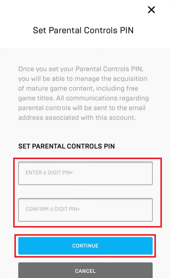 Entrez et ressaisissez le code PIN à 6 chiffres et appuyez sur CONTINUER | pirater les contrôles parents