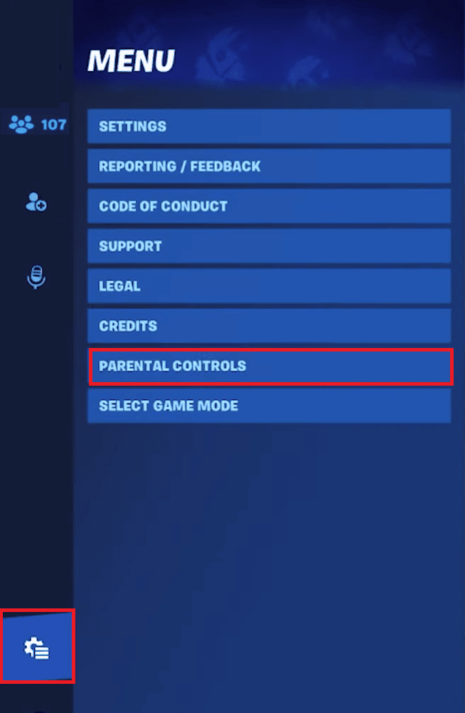 Selectați CONTROL PARENTAL