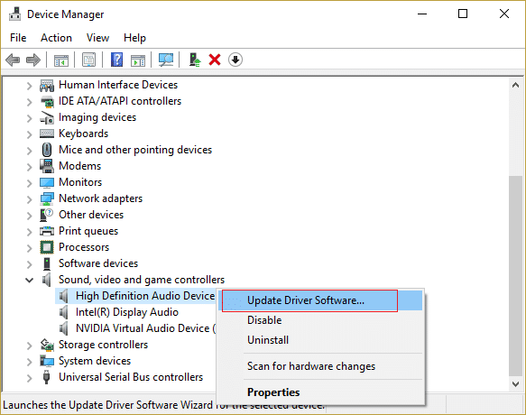 actualizar el software del controlador para el dispositivo de audio de alta definición