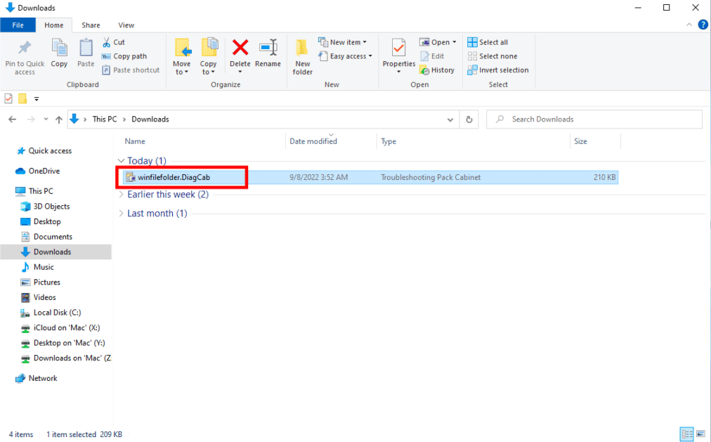 ดับเบิลคลิกที่ winfilefolder diagcab แก้ไขปัญหา